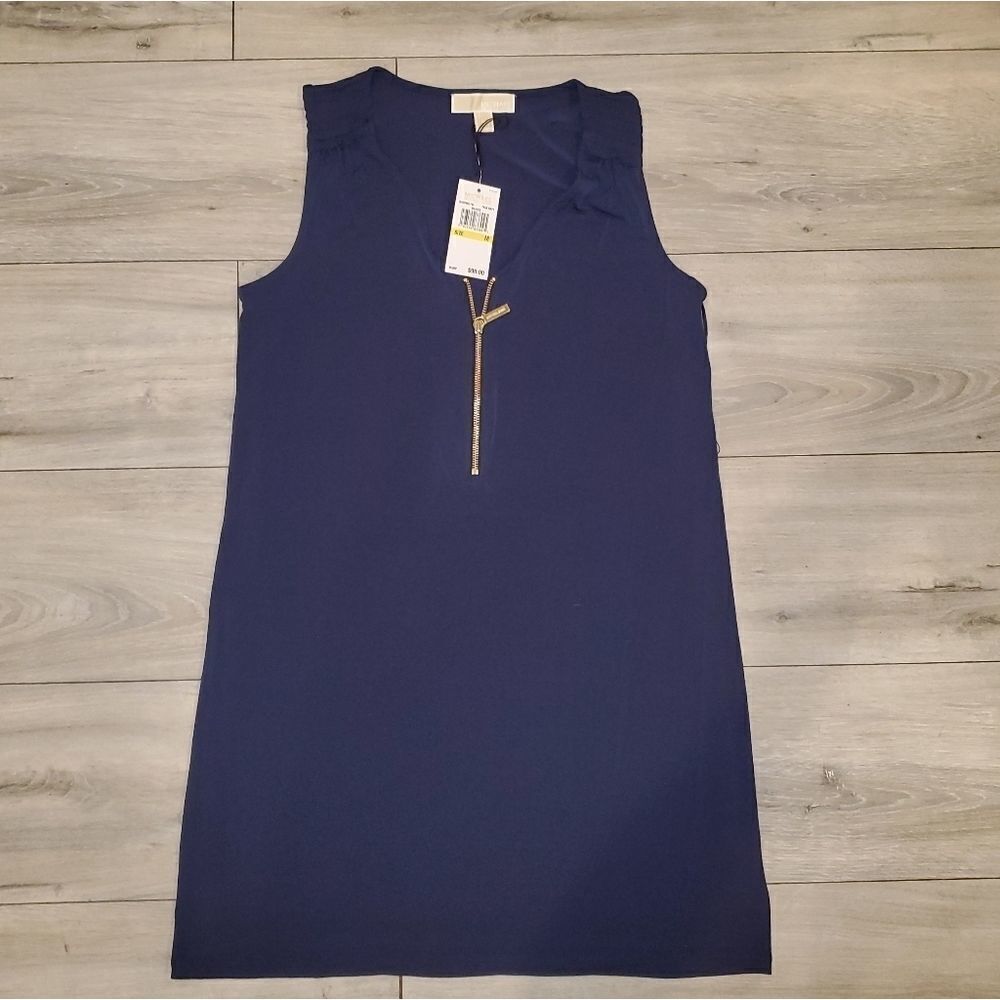 Micheal Kors Women Loose Tank Top V-Neck Sleeveless Zipper dress sz Medi…